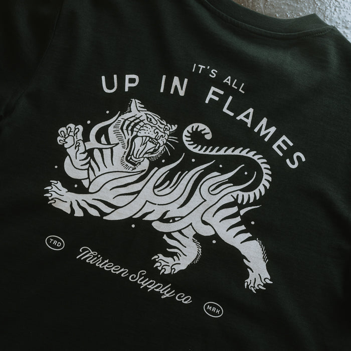 UP IN FLAMES - BLACK UNISEX T-SHIRT