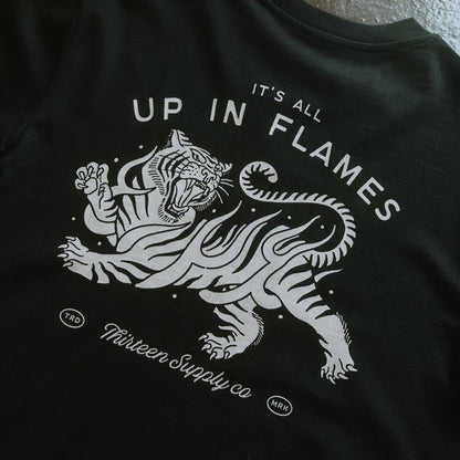 UP IN FLAMES - BLACK UNISEX T-SHIRT